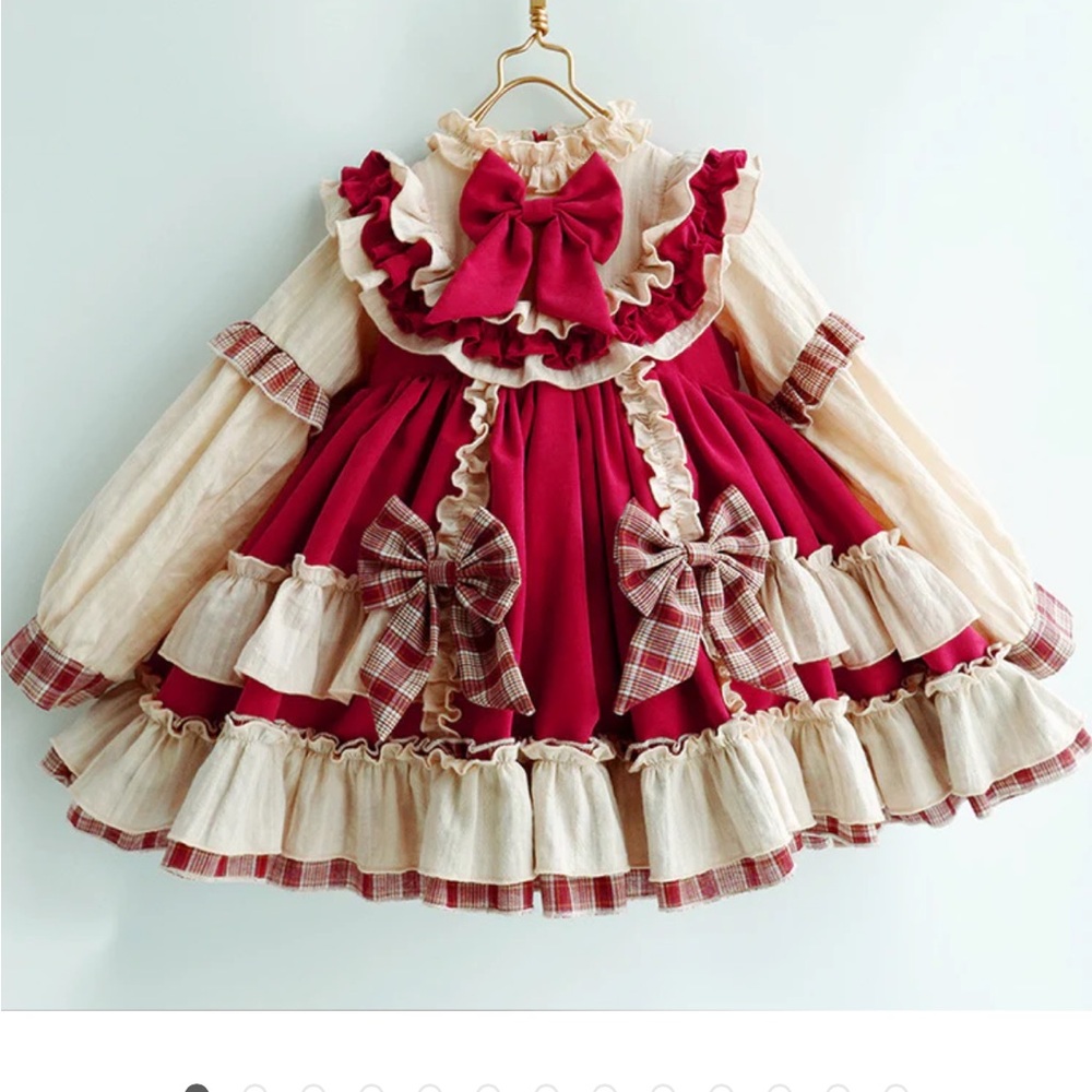 Elegant Red and Cream Kids  Dress